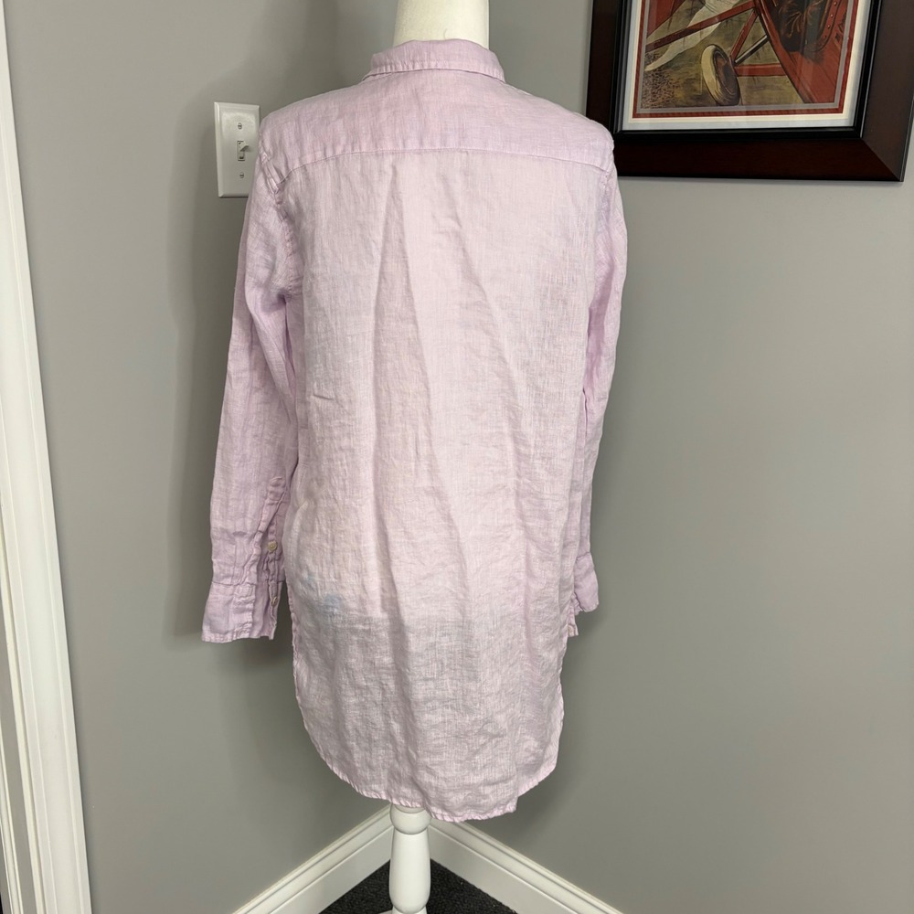 CP Shades Lavender Purple 100% Linen Button Down Shirt Tunic Womens Medium 105-3 - Picture 3 of 6